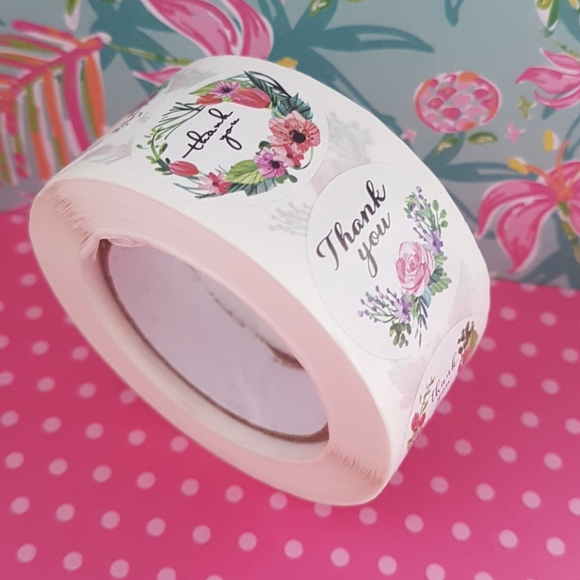 500 pcs Flowers Thank You Stickers 1" Inch - Picture 6 of 6